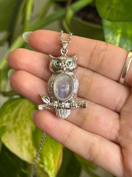 Moonstone Owl Necklace