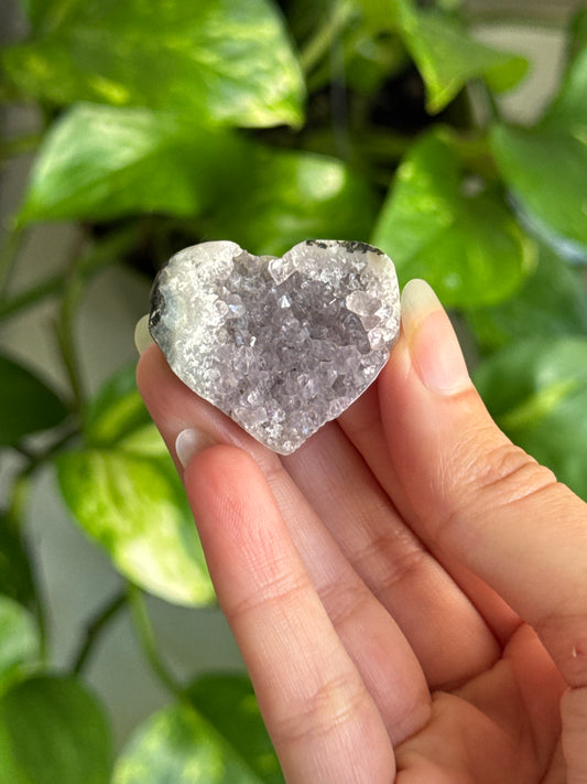 Lavender Amethyst Cluster Heart