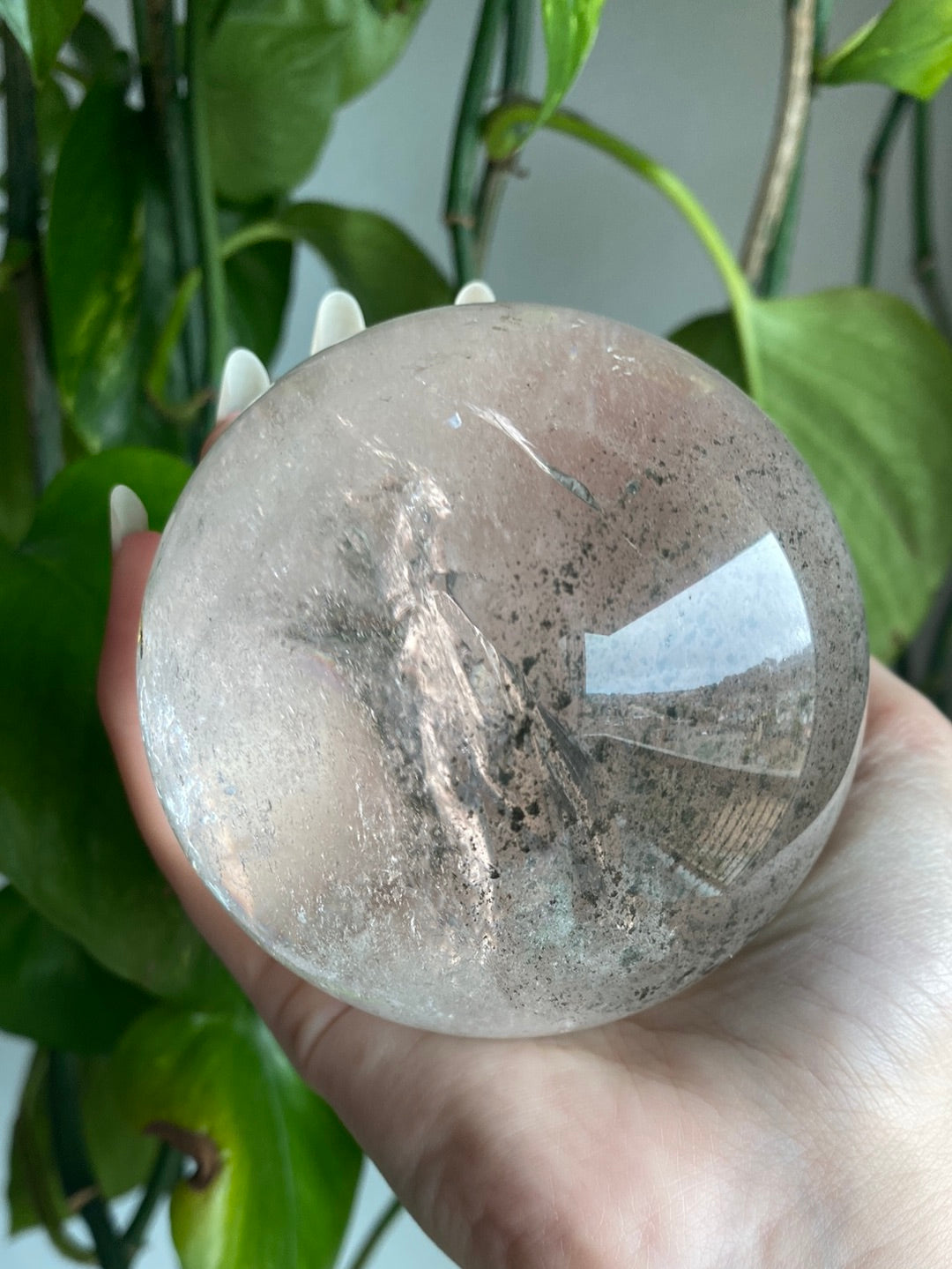 Large Garden Quartz Sphere with Rainbows