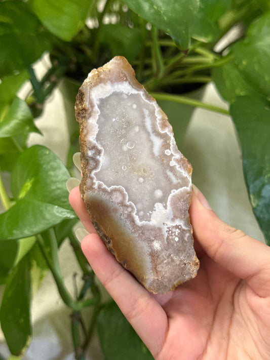 Flower Agate and Pink Amethyst Slab