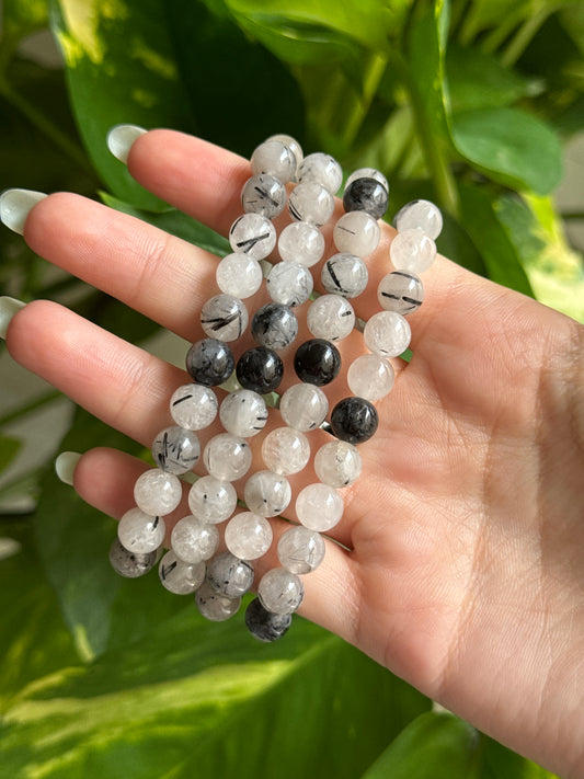 Black Tourmaline in Quartz Bracelet