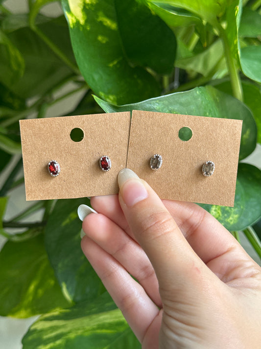 Garnet & Smoky Quartz Earrings