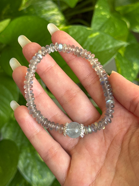 Flashy Labradorite & Aquamarine Bracelet