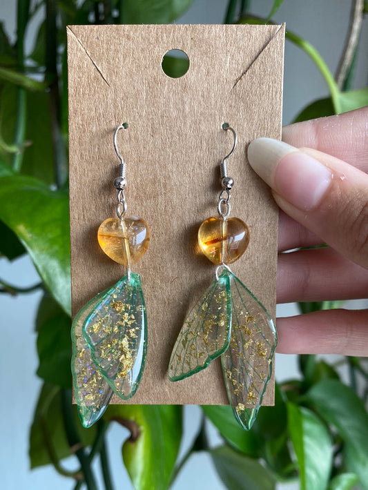 Golden Amethyst Butterfly Earrings