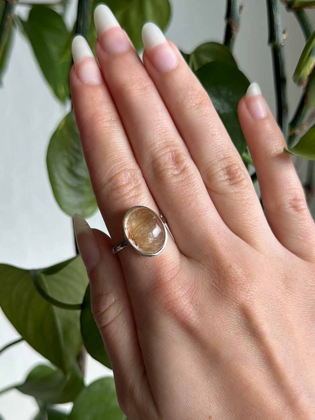 High Grade Gold Rutile in Quartz Adjustable Ring A