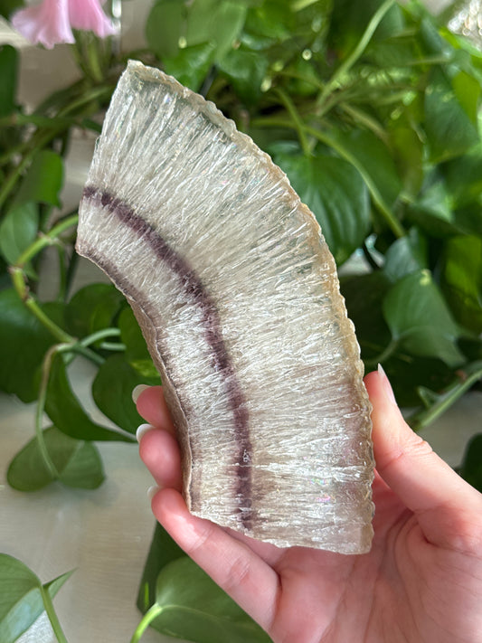 Unique Clear & Magenta Fluorite Slab with Tons of Rainbows