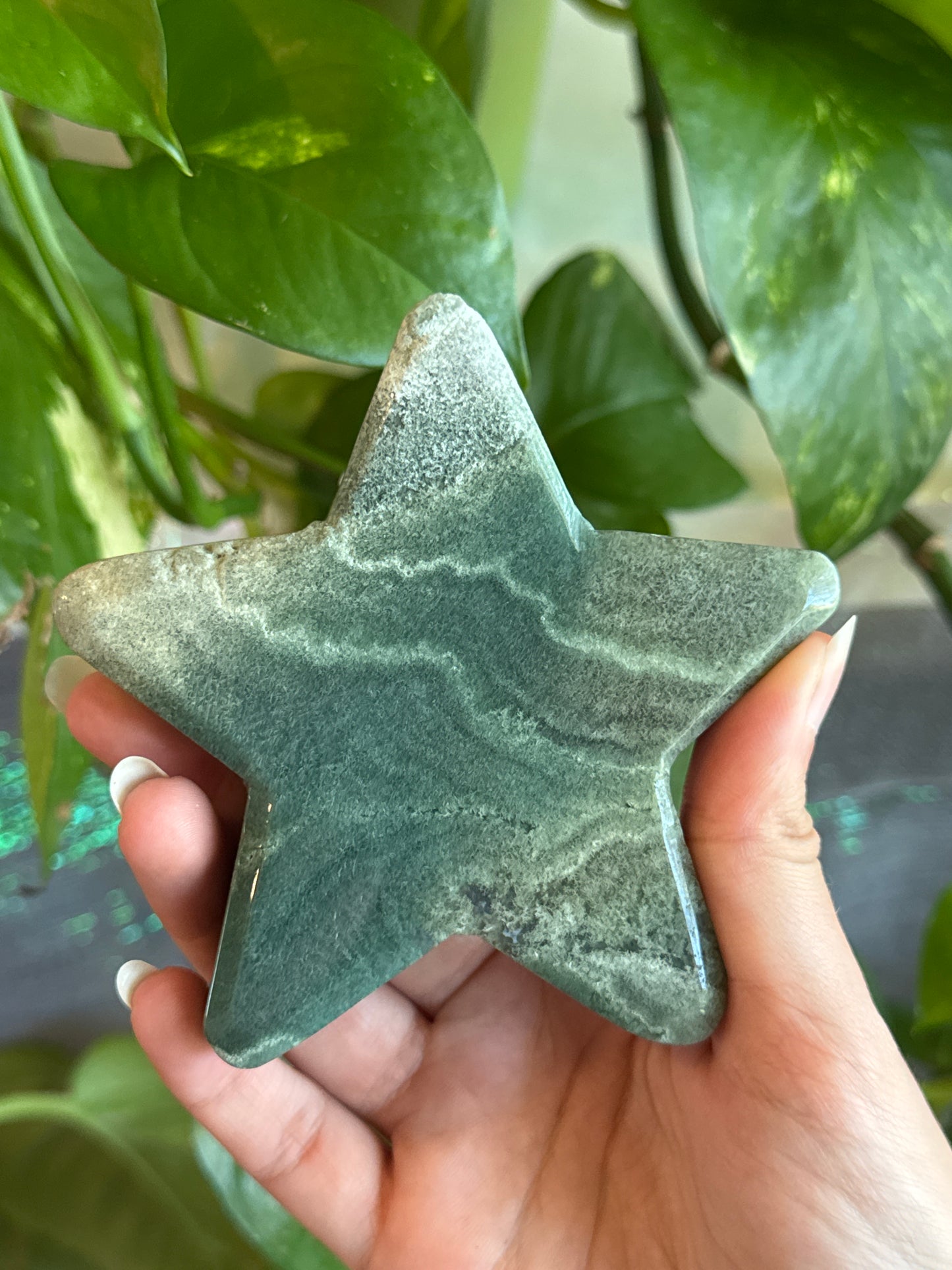 Gorgeous Dreamy Banded Moss Agate Star D