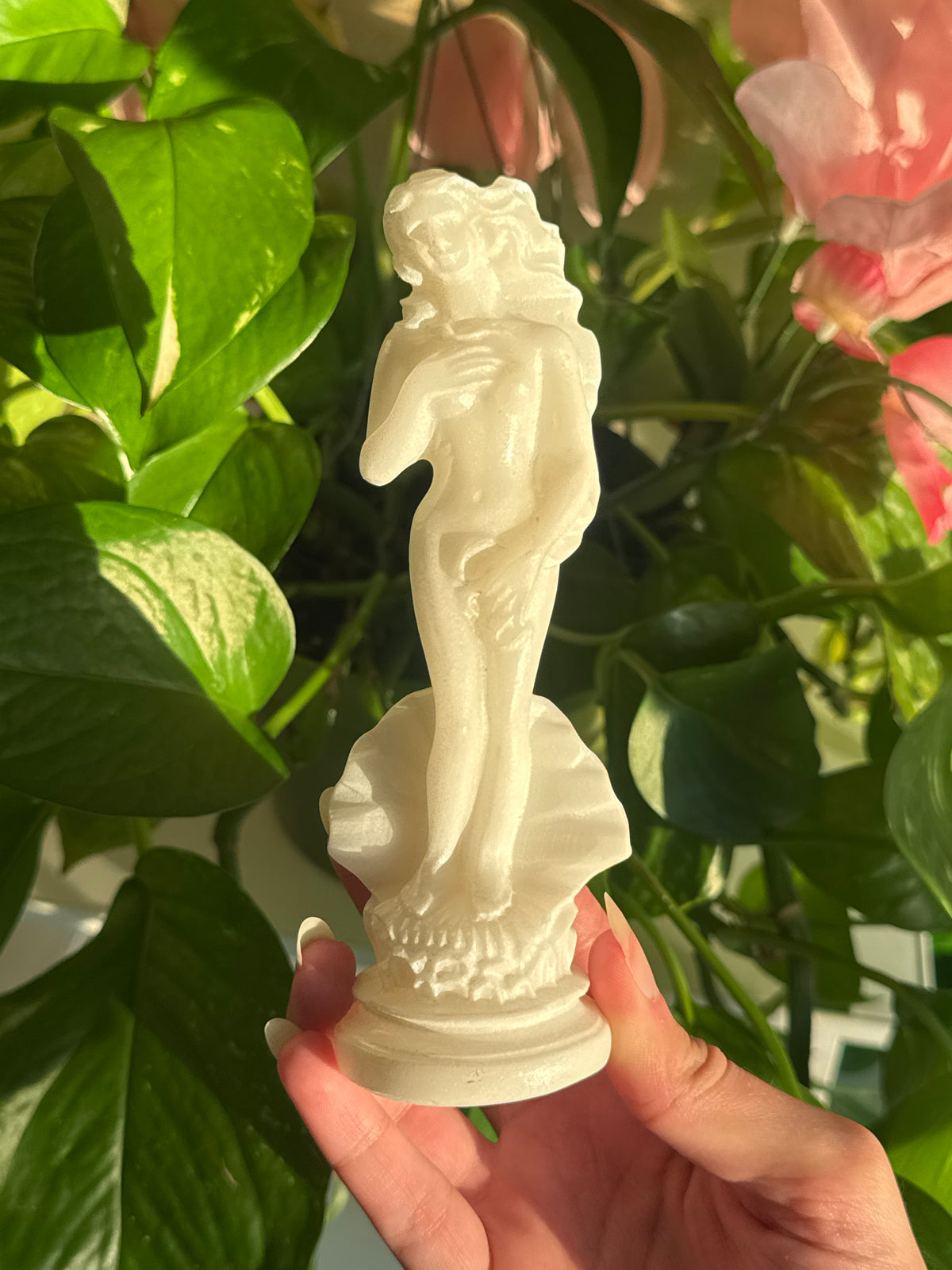 White Calcite Aphrodite "Birth of Venus" Statue