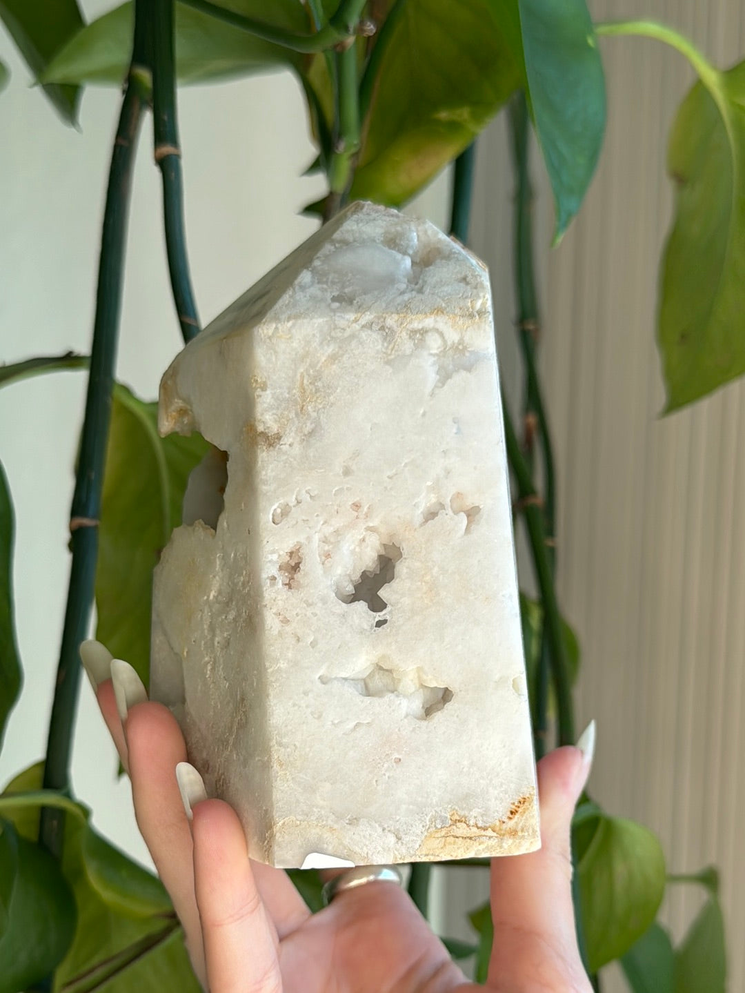 Large Druzy Snow Agate Tower