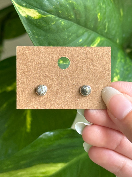 Orbicular Ocean Jasper Stud Earrings