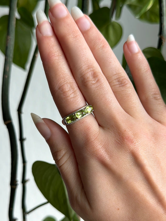 Peridot Band Adjustable Ring