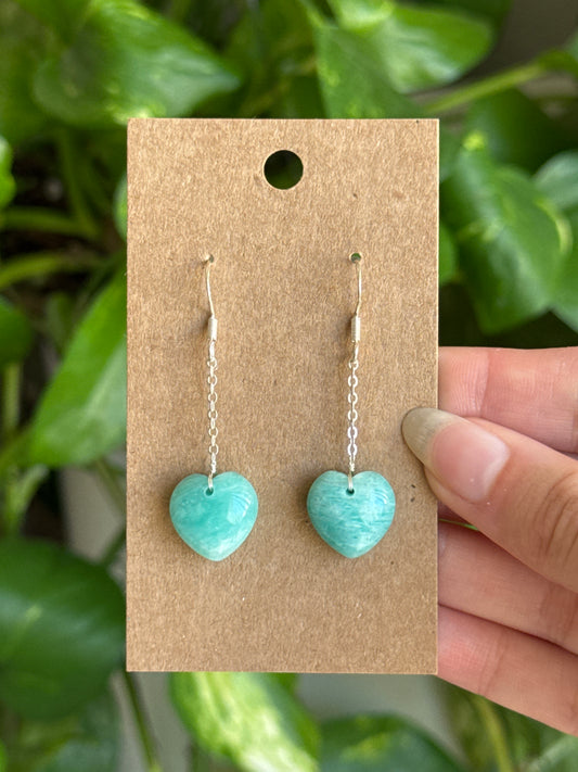 Amazonite Heart Earrings