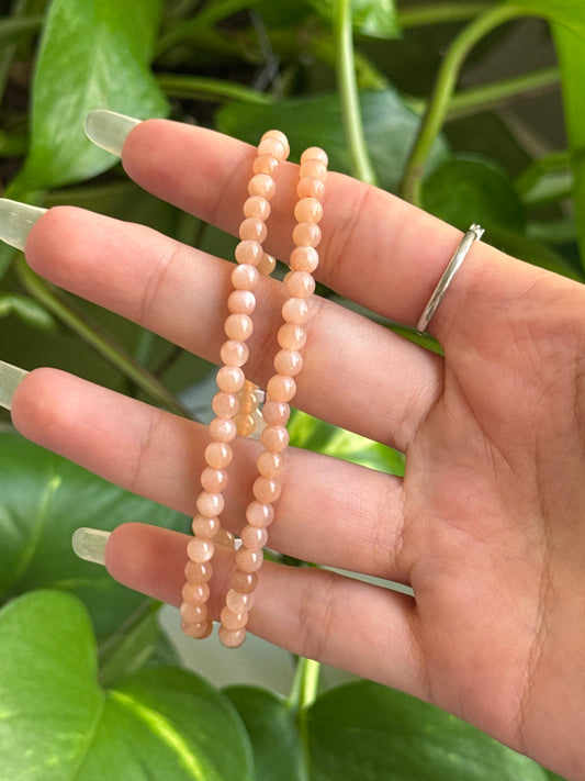 Peach Moonstone Dainty Bracelet