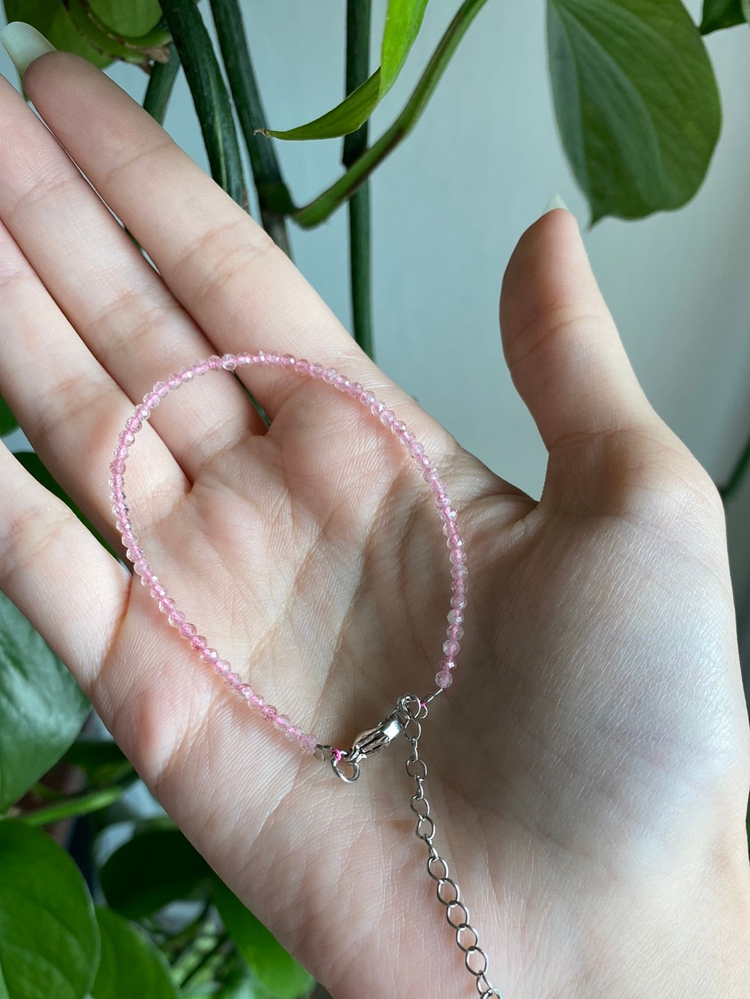 Strawberry Quartz Adjustable Dainty Faceted Bracelet