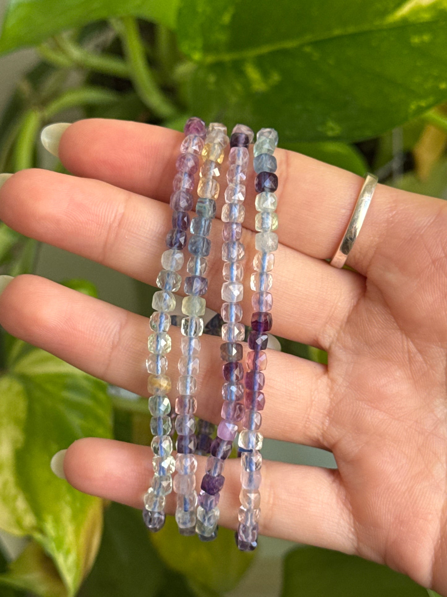 Mermaid Fluorite Dainty Faceted Bracelet