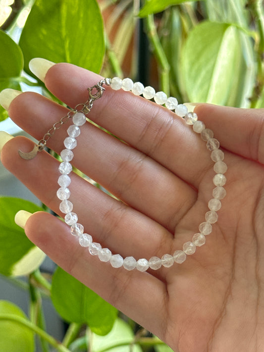 Faceted Moonstone Adjustable Bracelet