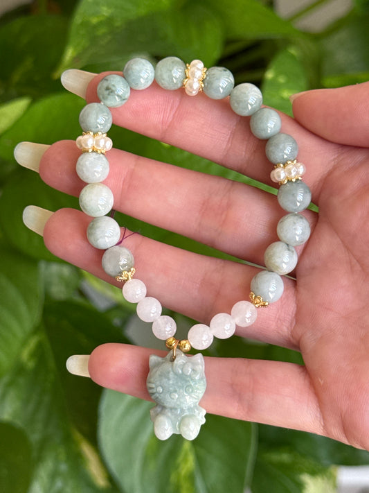 Light Jade Hello Kitty Bracelet