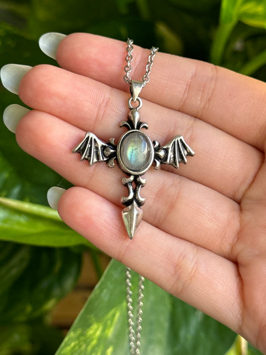 Labradorite Bat Dagger Necklace