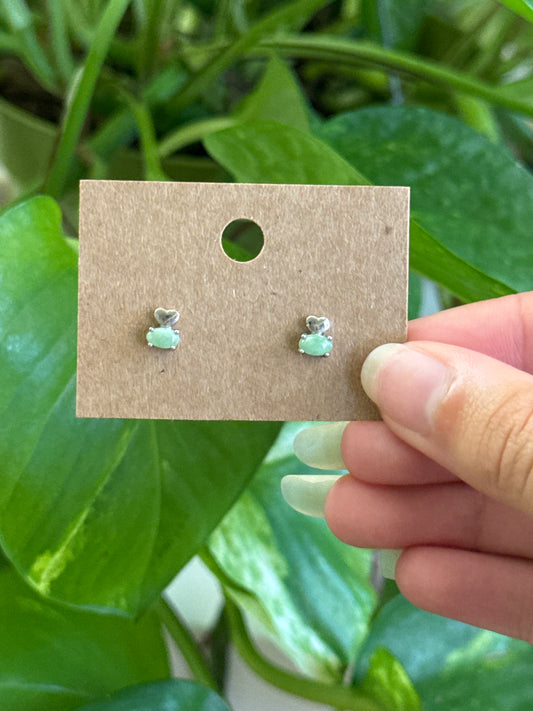 Jade Dainty Heart Stud Earrings