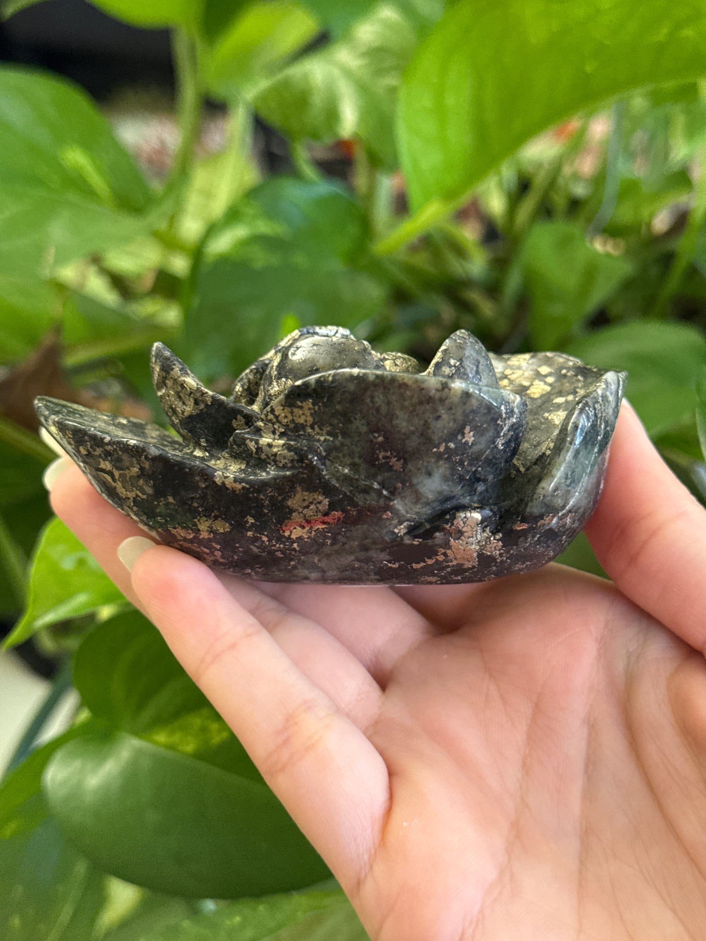 Hand Carved Pyrite Rose A