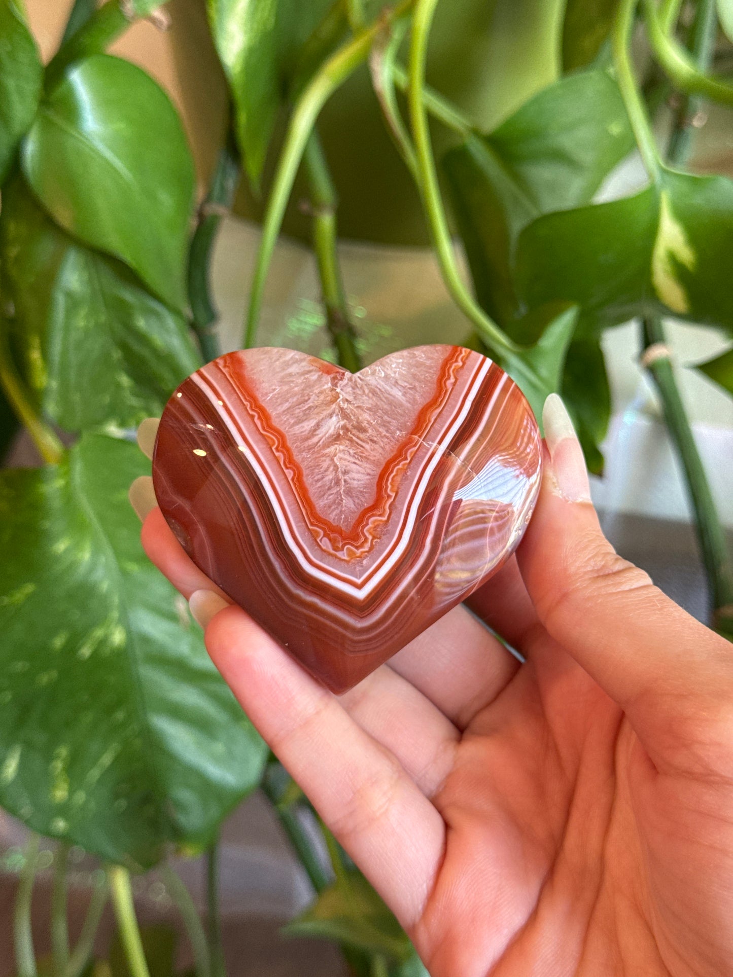 Unique Banded Carnelian Heart A