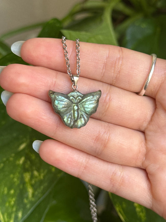 Labradorite Butterfly 925 Sterling Silver Necklace