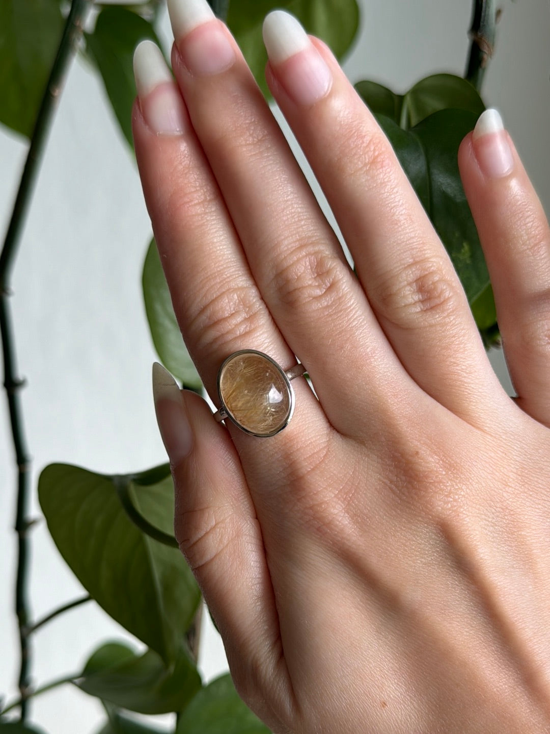 High Grade Gold Rutile in Quartz Adjustable Ring A