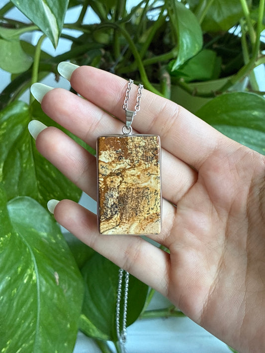Fossilized Rectangle Necklace