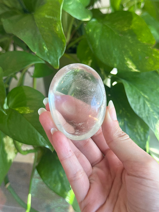 Clear Quartz Chubby Palm Stone A
