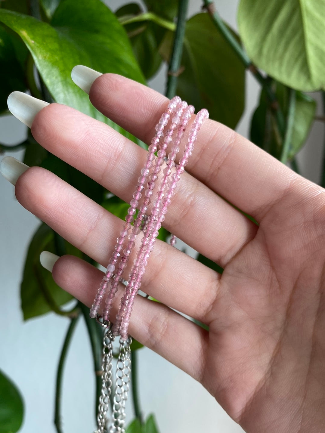 Strawberry Quartz Adjustable Dainty Faceted Bracelet