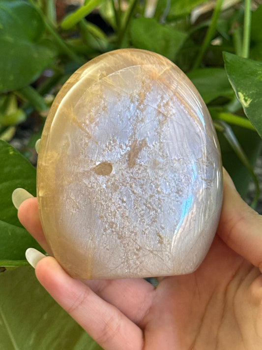 Flashy Peach Moonstone Freeform A *see vid for flash*