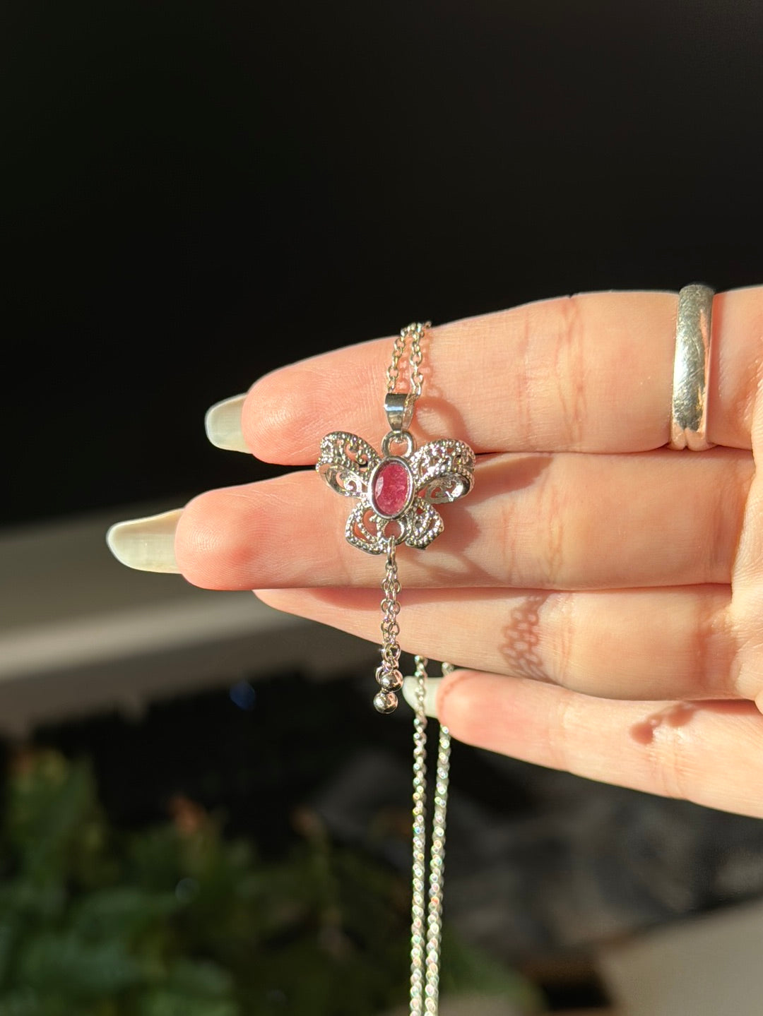 Pink Topaz Bow Necklace