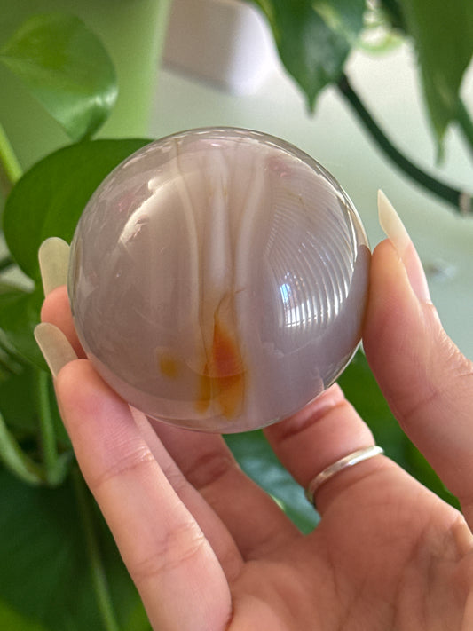 Pastel Jelly Agate Sphere With Carnelian