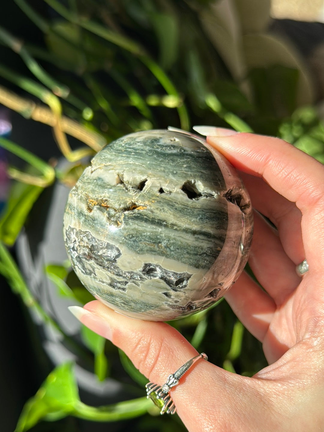 Moody Druzy Jasper Sphere