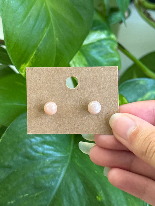 Peach Moonstone Stud Earrings