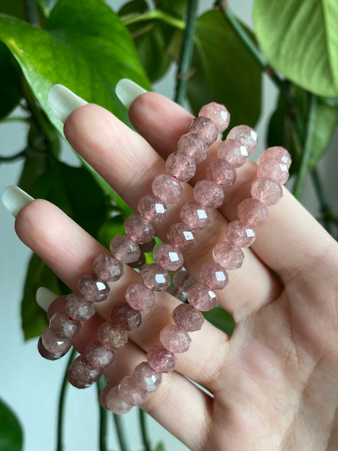 Faceted Strawberry Quartz Bracelet