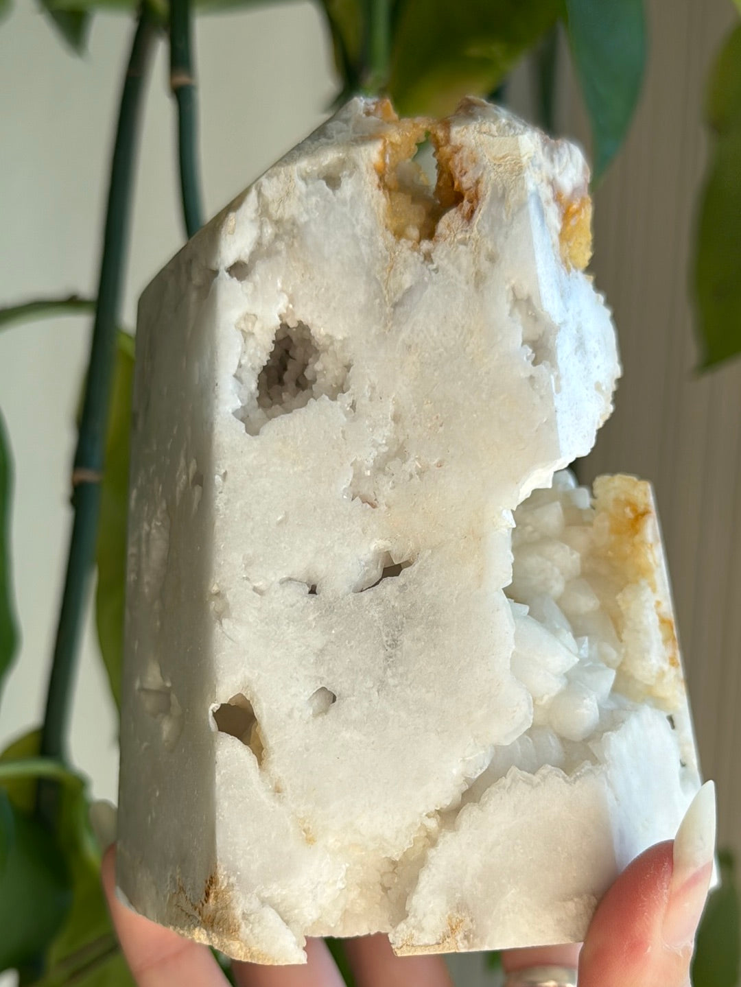 Large Druzy Snow Agate Tower