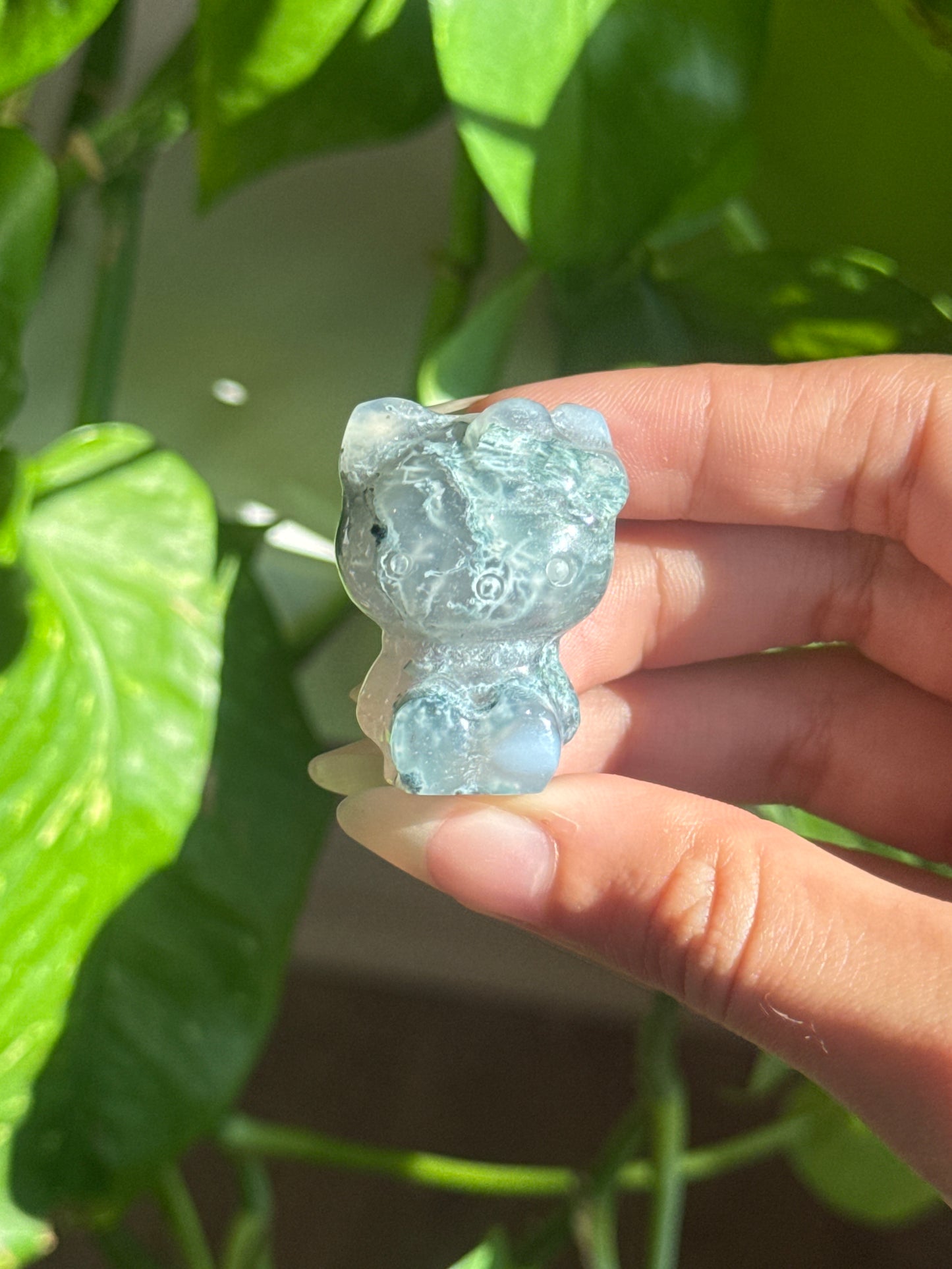 Clear Moss Agate Hello Kitty