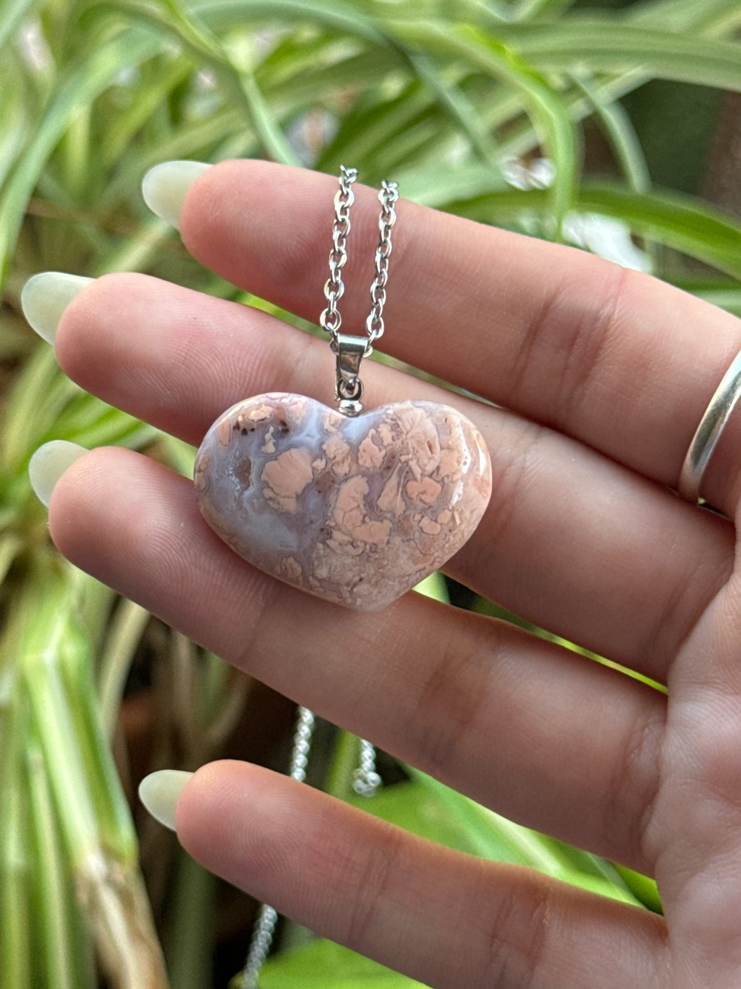 Cotton Candy Agate Heart Necklace | You Pick