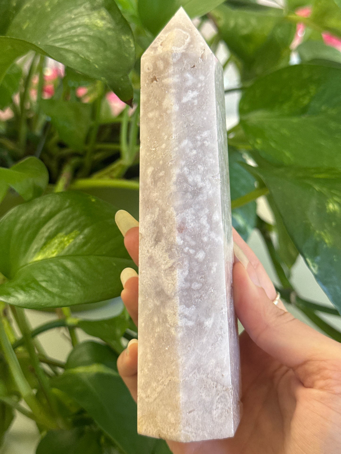 Pastel Pink Amethyst Tower With Quartz