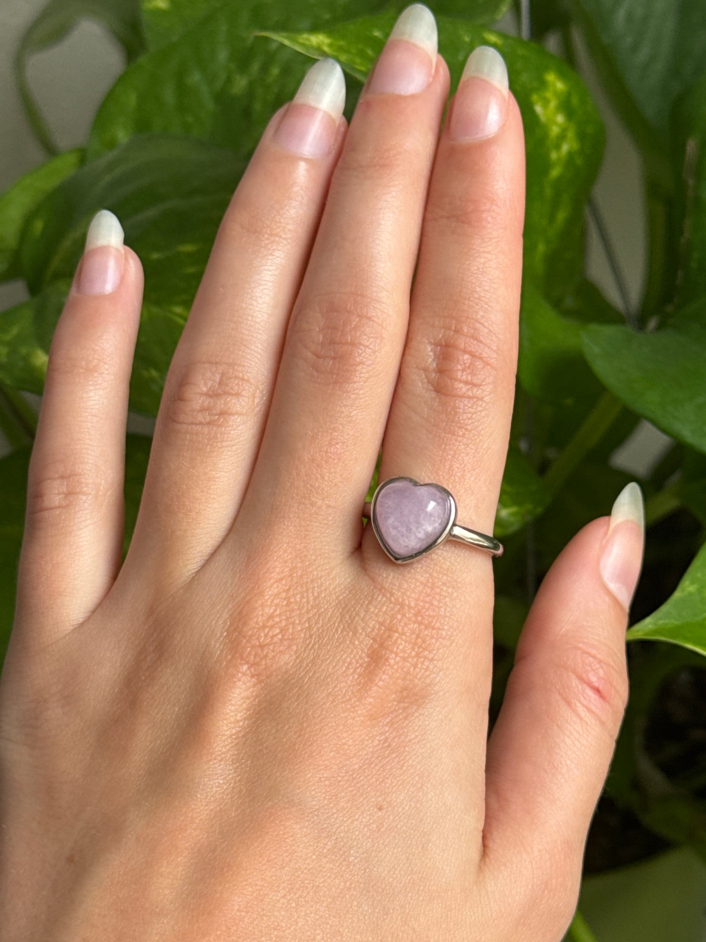 Kunzite Heart Adjustable Ring