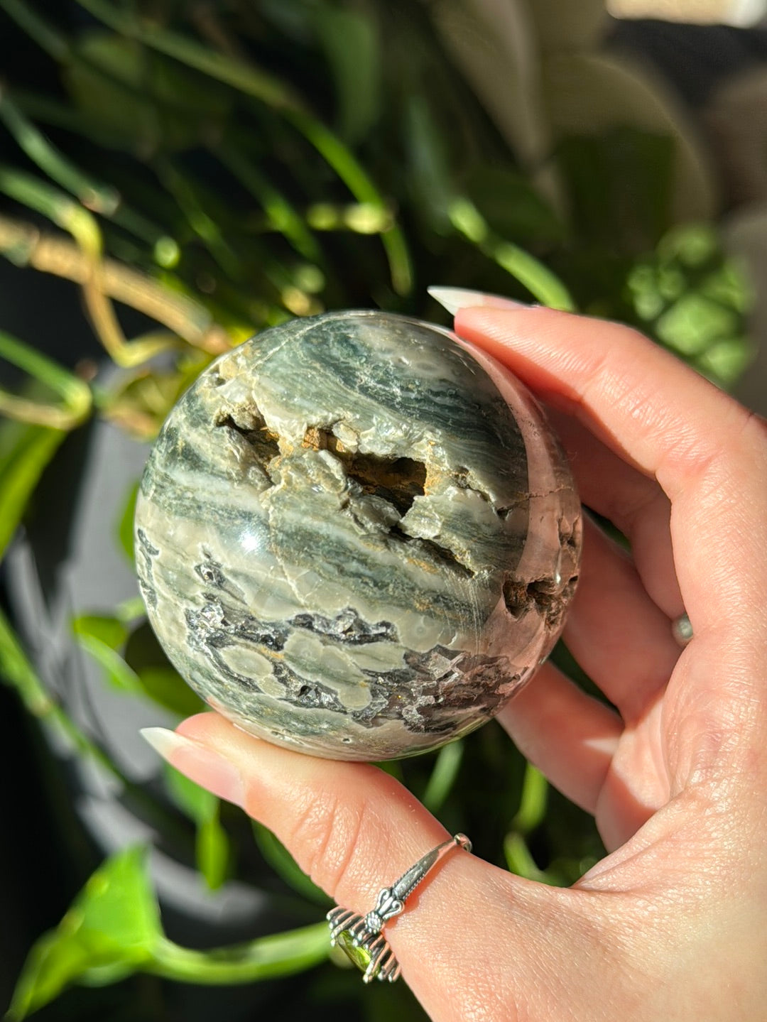 Moody Druzy Jasper Sphere