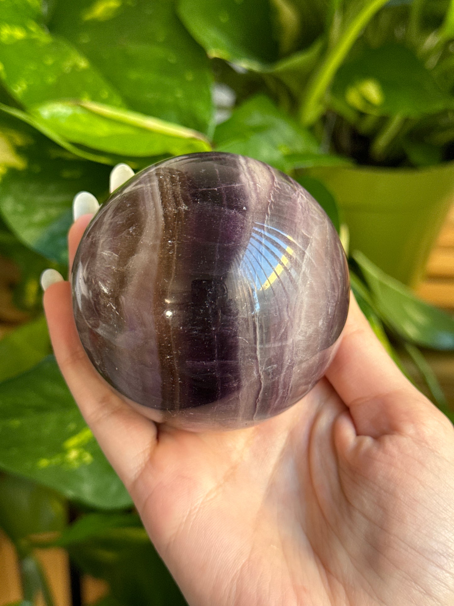 Moody Magenta Fluorite Sphere 71mm