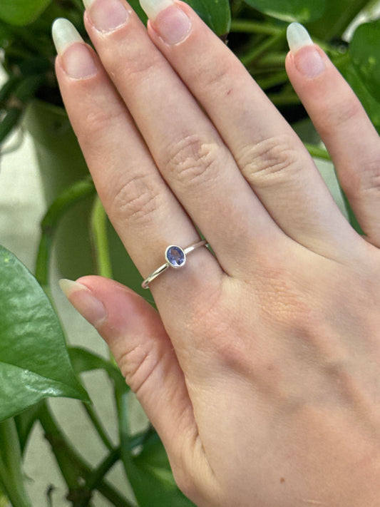 Tanzanite Oval Sized 925 Sterling Silver Ring