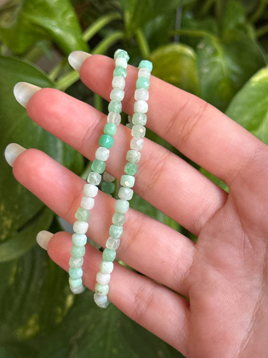 Green Flower Agate Faceted Bracelet