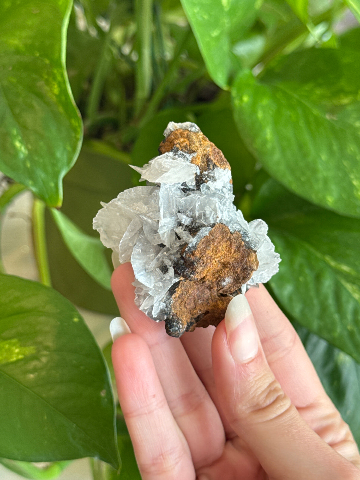 Sparkly Feather Calcite on Hemimorphite Specimen