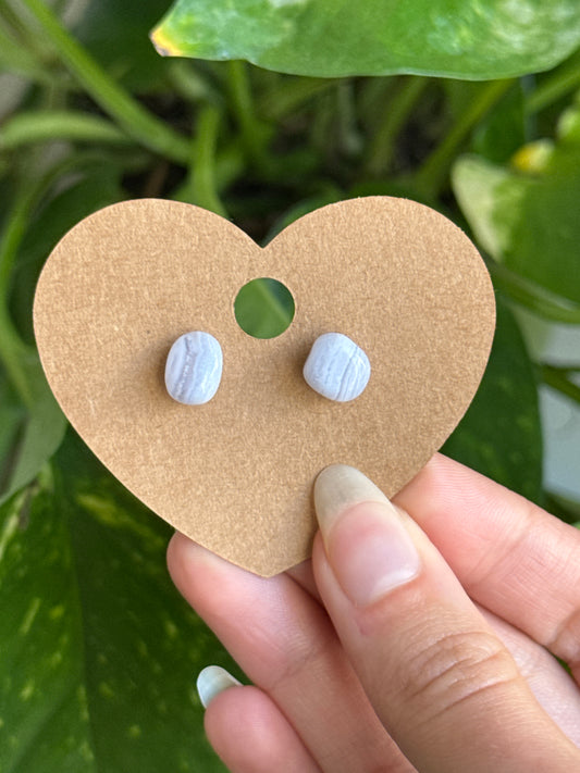 Blue Lace Agate Freeform Stud Earrings