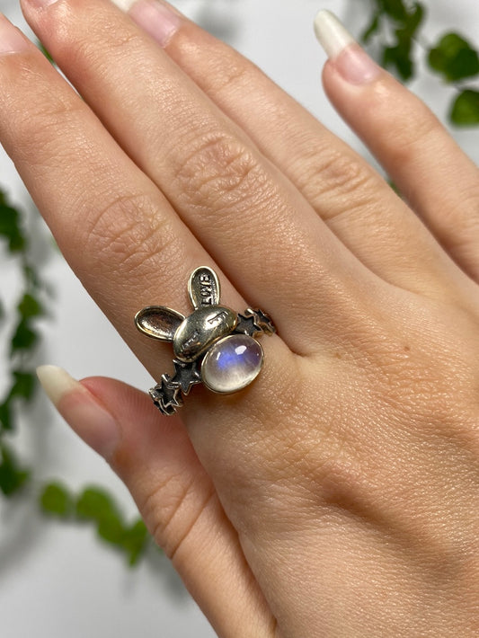 Moonstone Bunny Adjustable Ring