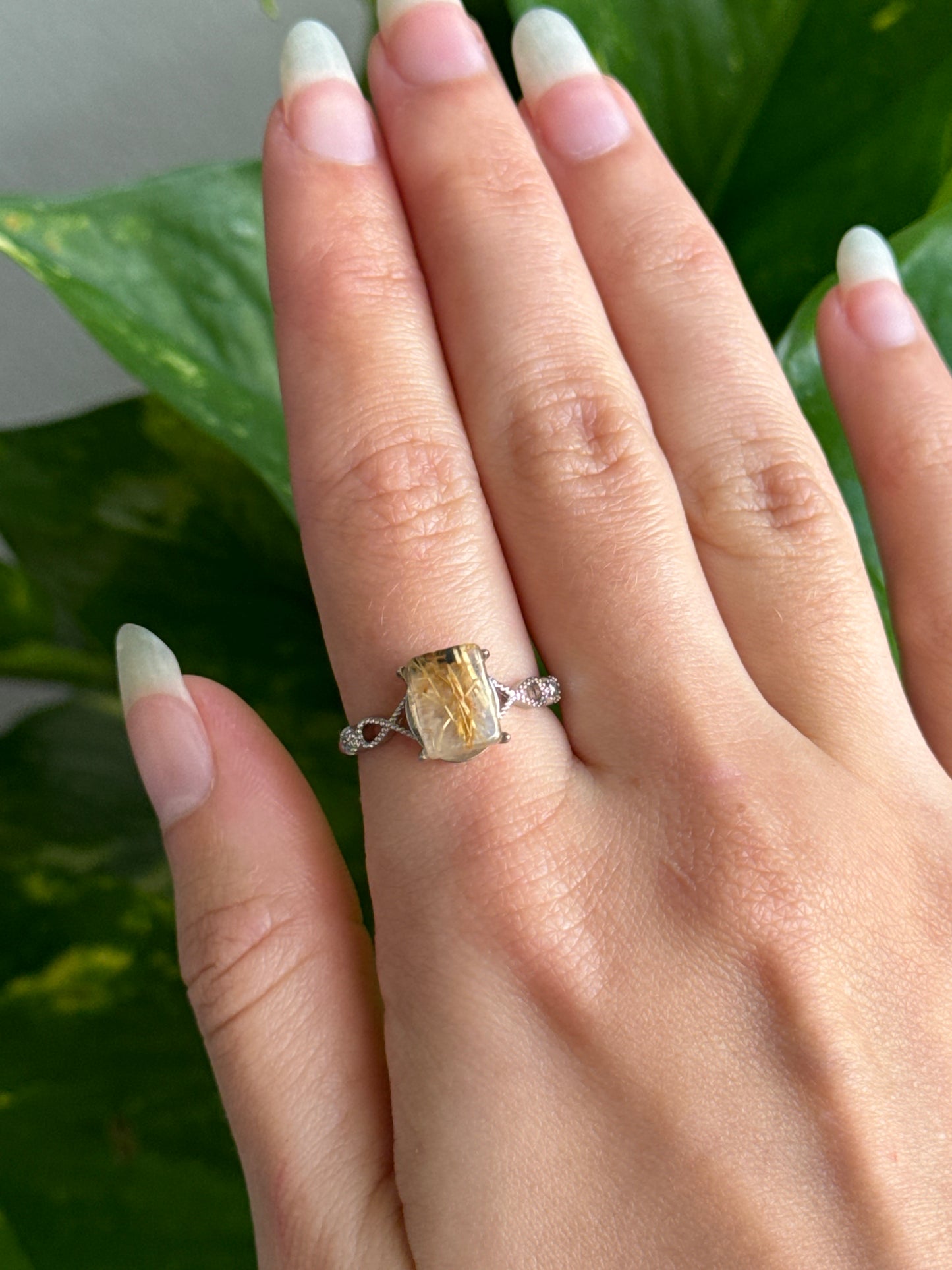 Gold Rutile Adjustable Ring