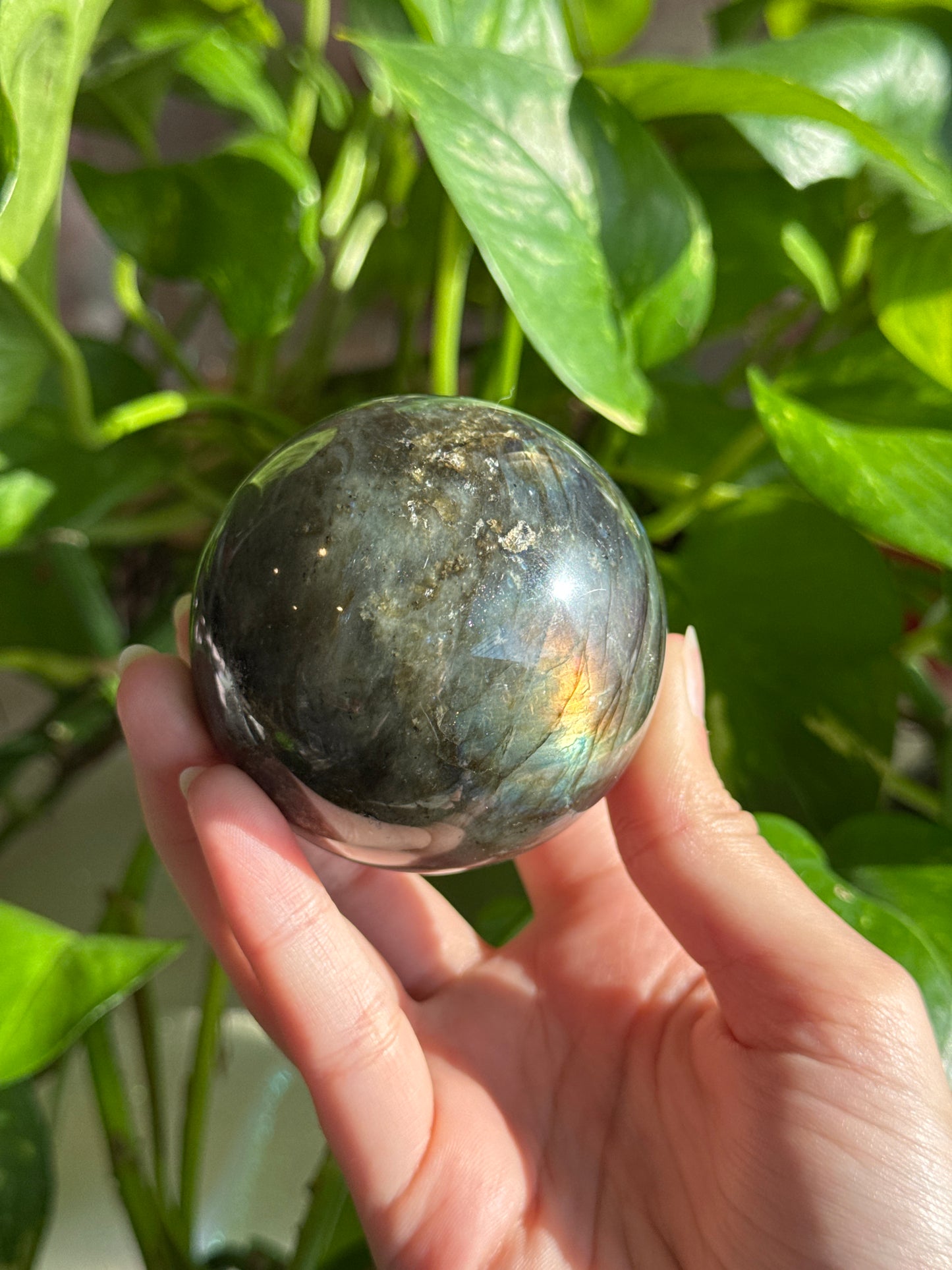 Pink & Orange & Blue Labradorite Sphere